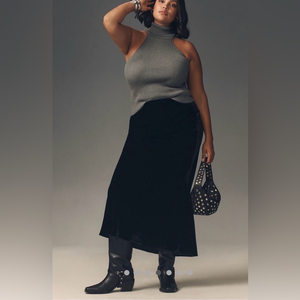 NWT Anthropologie Tilda Maxi Slip Skirt: Velvet Edition 1X - Picture 3 of 5